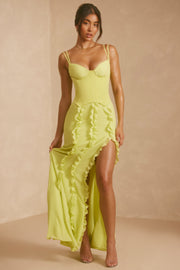 Oh Polly Perrine 6917 robe maxi vert lime corset satin