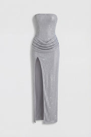 Oh Polly 6750C Robe Maxi Bandeau Givre Strass