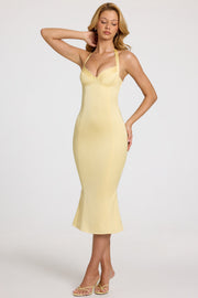 Oh Polly Elyra robe midaxi jaune beurre satin