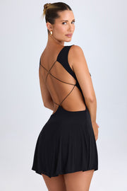Oh Polly Kalista mini-robe noire dos ouvert décolleté
