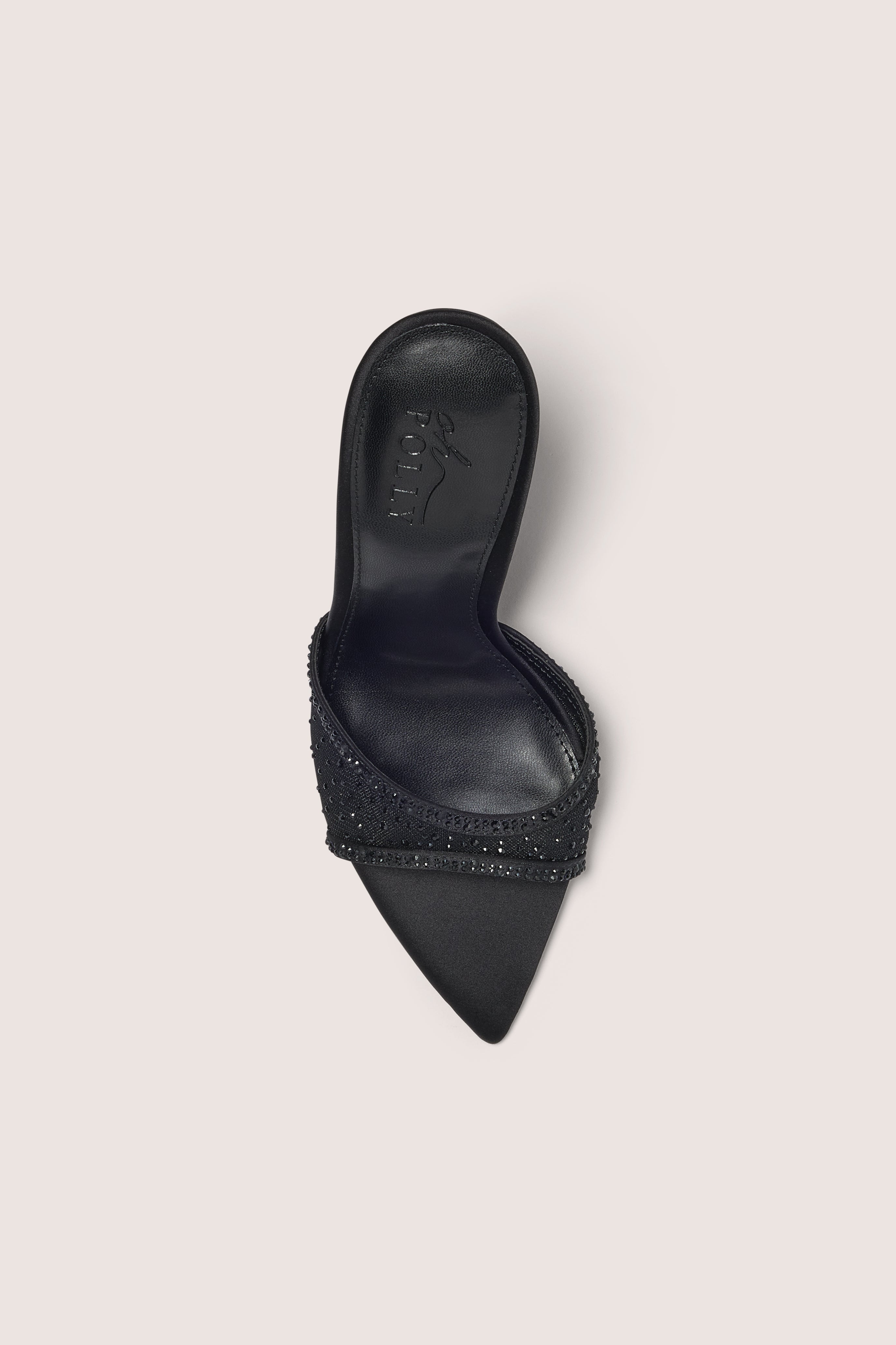 Oh Polly Vianne mules noires satin strass talons 11cm pointure 5