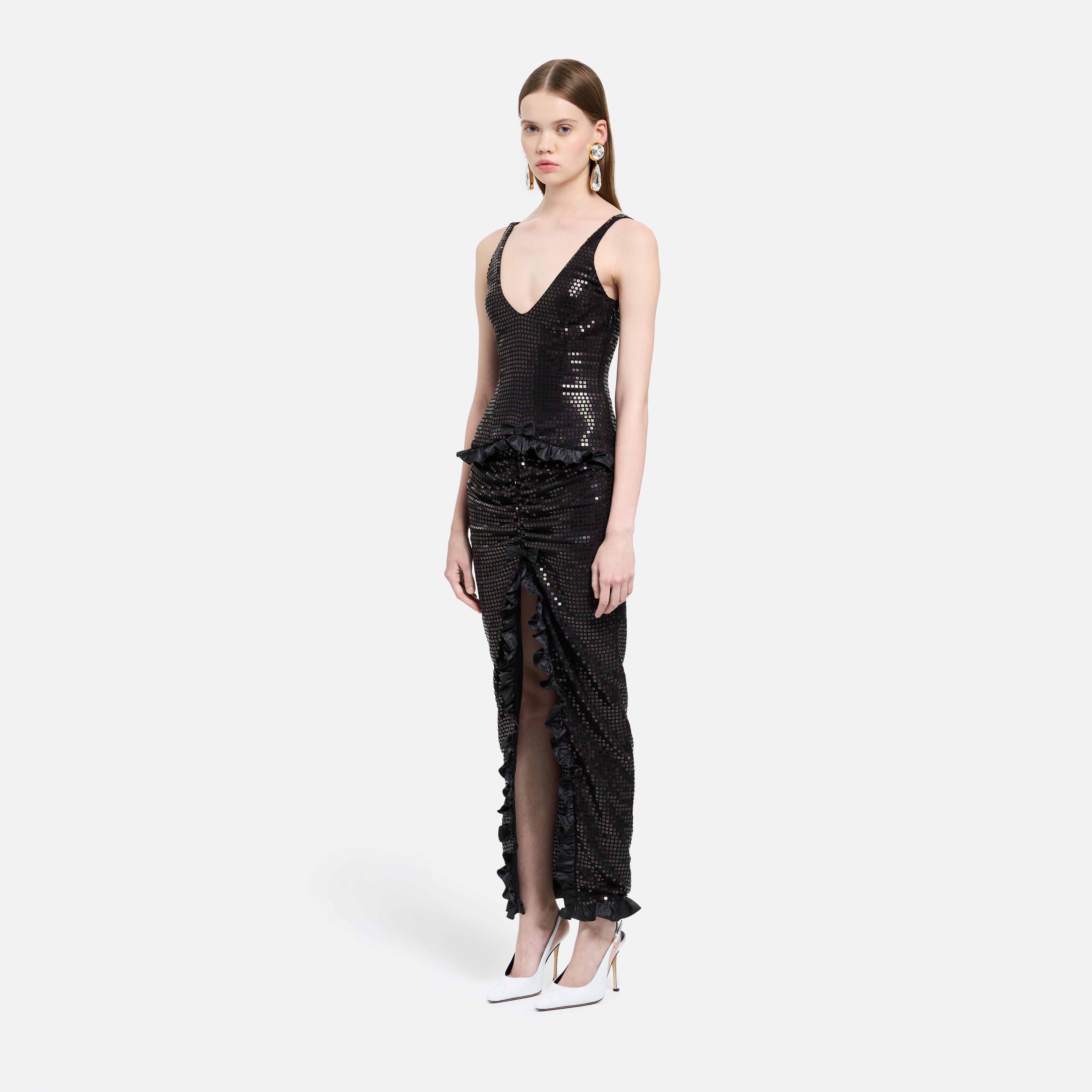Alessandra Rich Dresses robe de soirée soie noire sequins