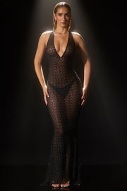 Oh Polly Audrey 11851 robe longue sirène noire strass
