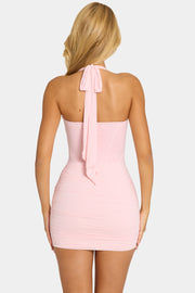 Oh Polly Thalia robe mini rose pâle col licou