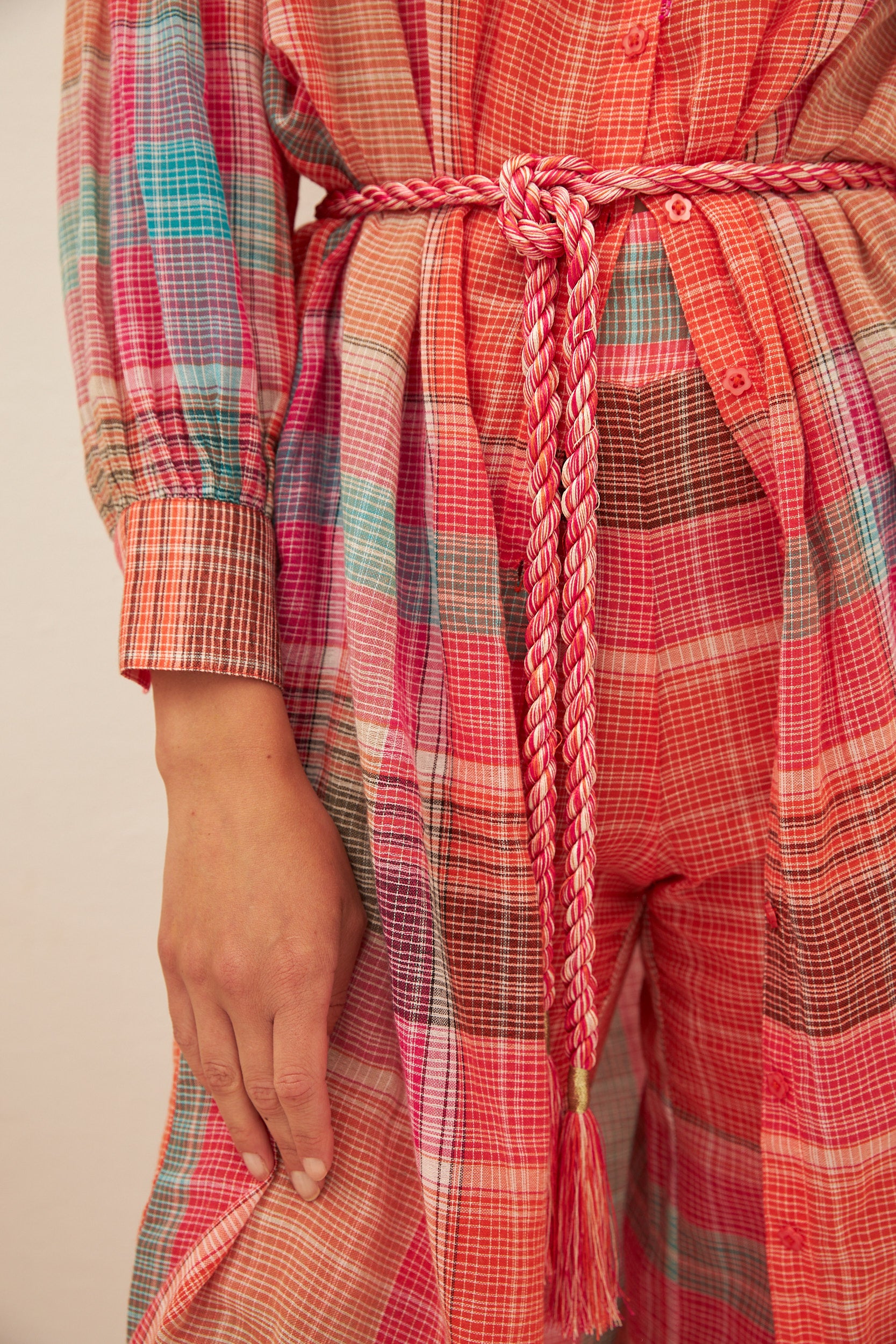 Chicosoleil Juliette robe longue madras orange