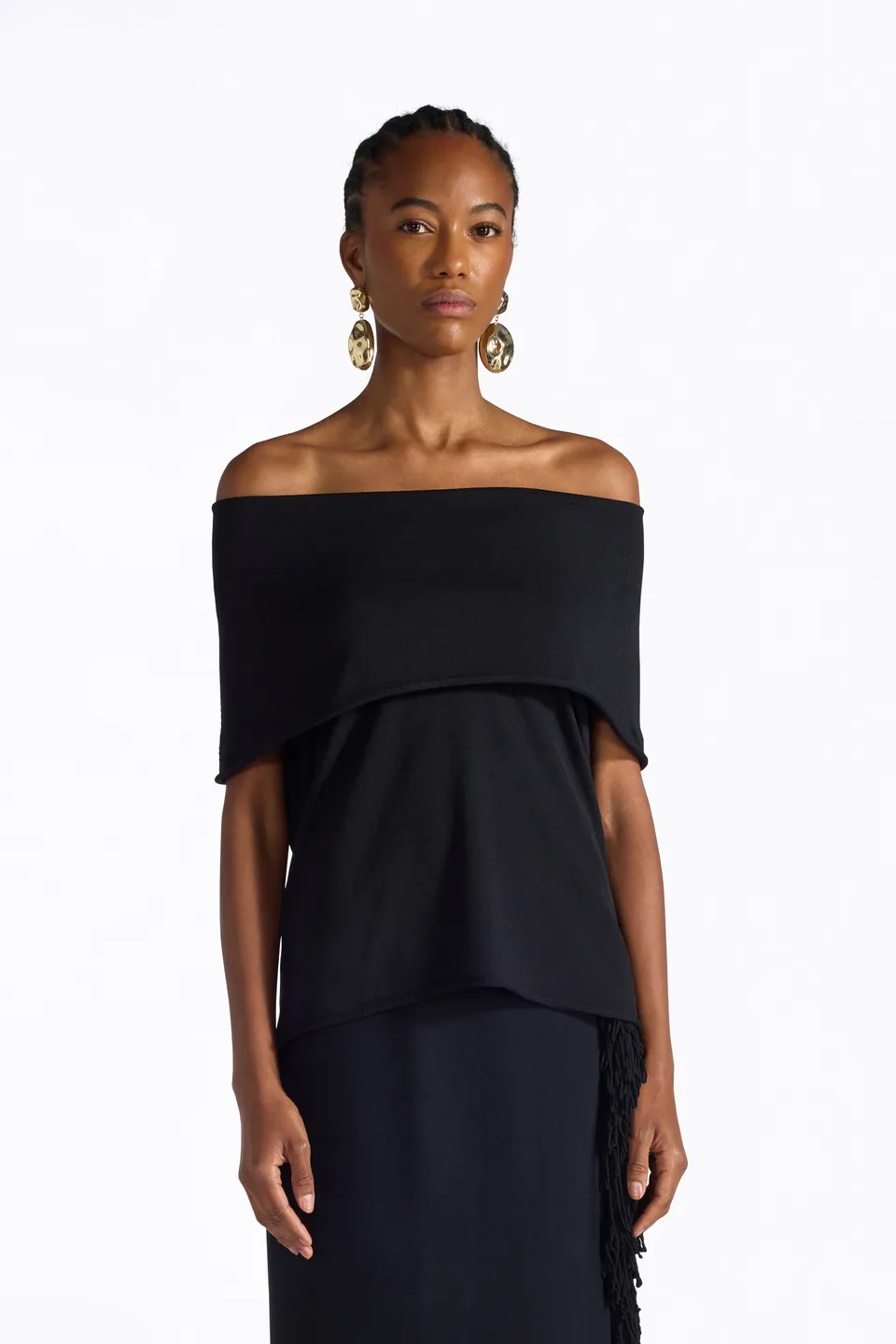 Liviana Conti Carola pull viscose noir épaules nues