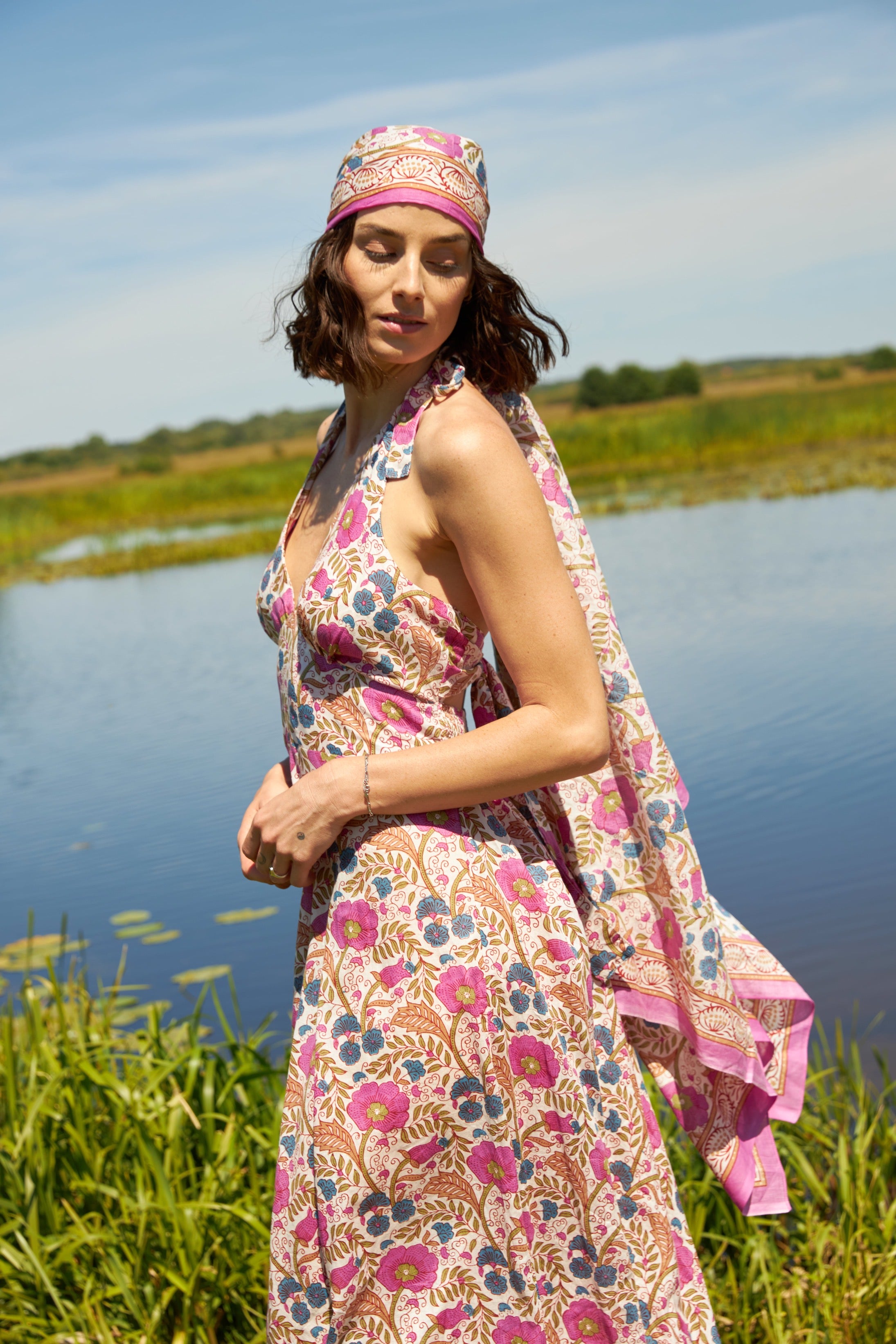Chicosoleil Maeva robe longue femme rose dos nu coton