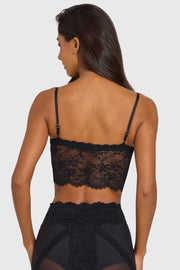 Oh Polly Tops Crop Top Dentelle Noir Mesh 45 cm