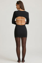 Oh Polly Akari Mini Robe Noire Perles Dos Ouvert