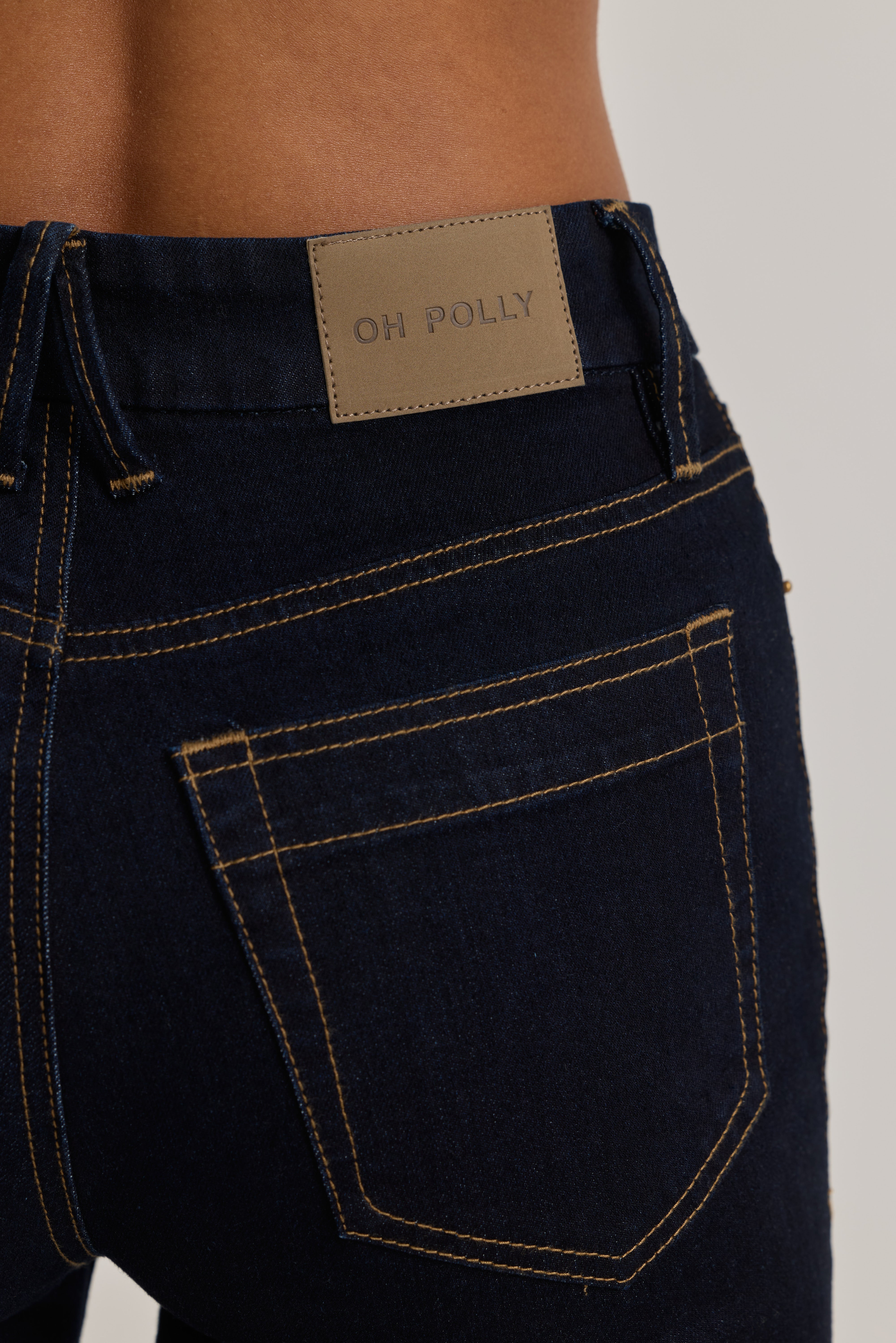 Oh Polly Lola Jean Flare Taille Haute bleu foncé