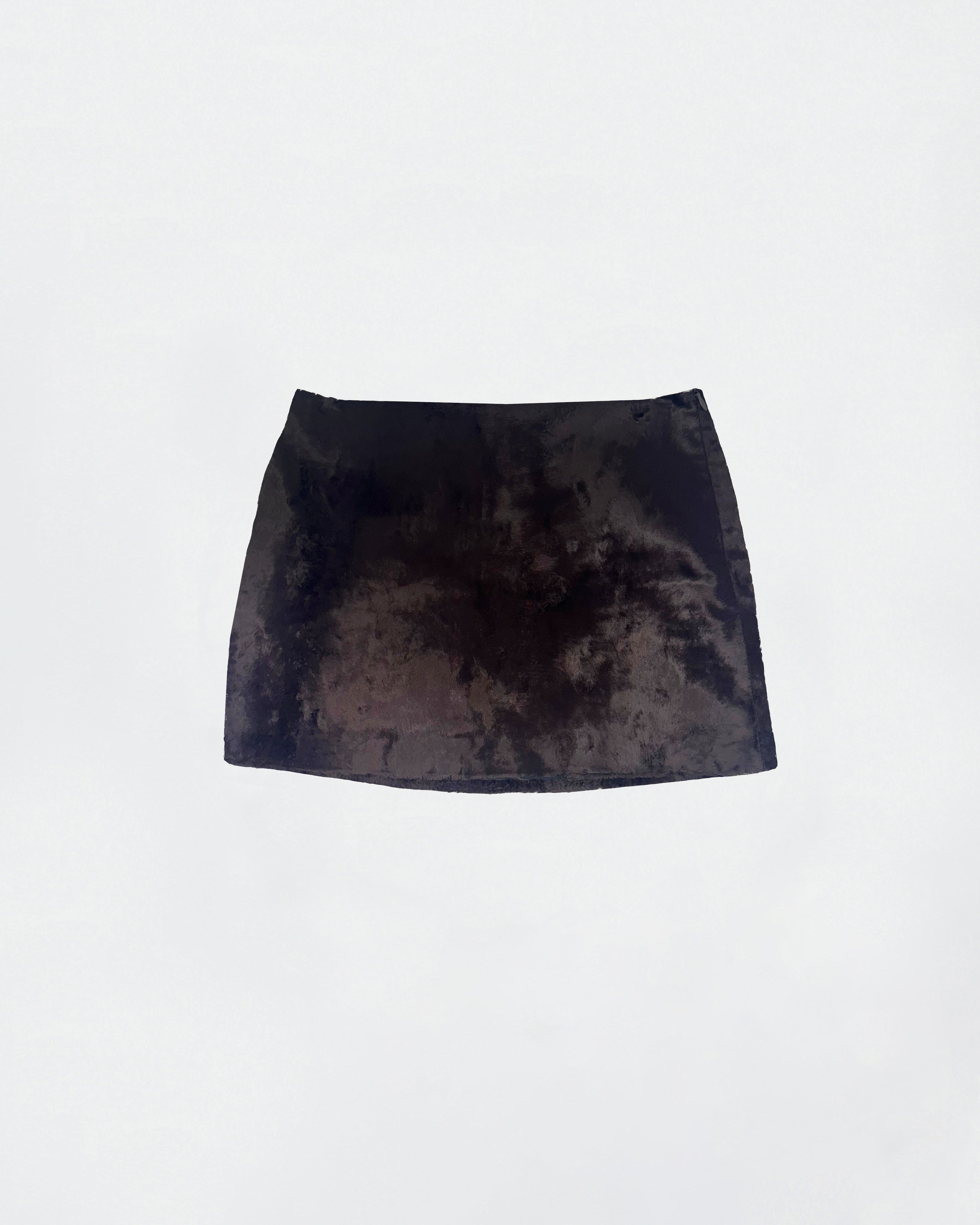 The Ethiquette Charli Mini Jupe fourrure chocolat taille S