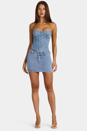 Oh Polly Skirts mini jupe jean taille basse bleu moyen