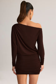 Oh Polly Mira mini-robe modal marron chocolat 80 cm