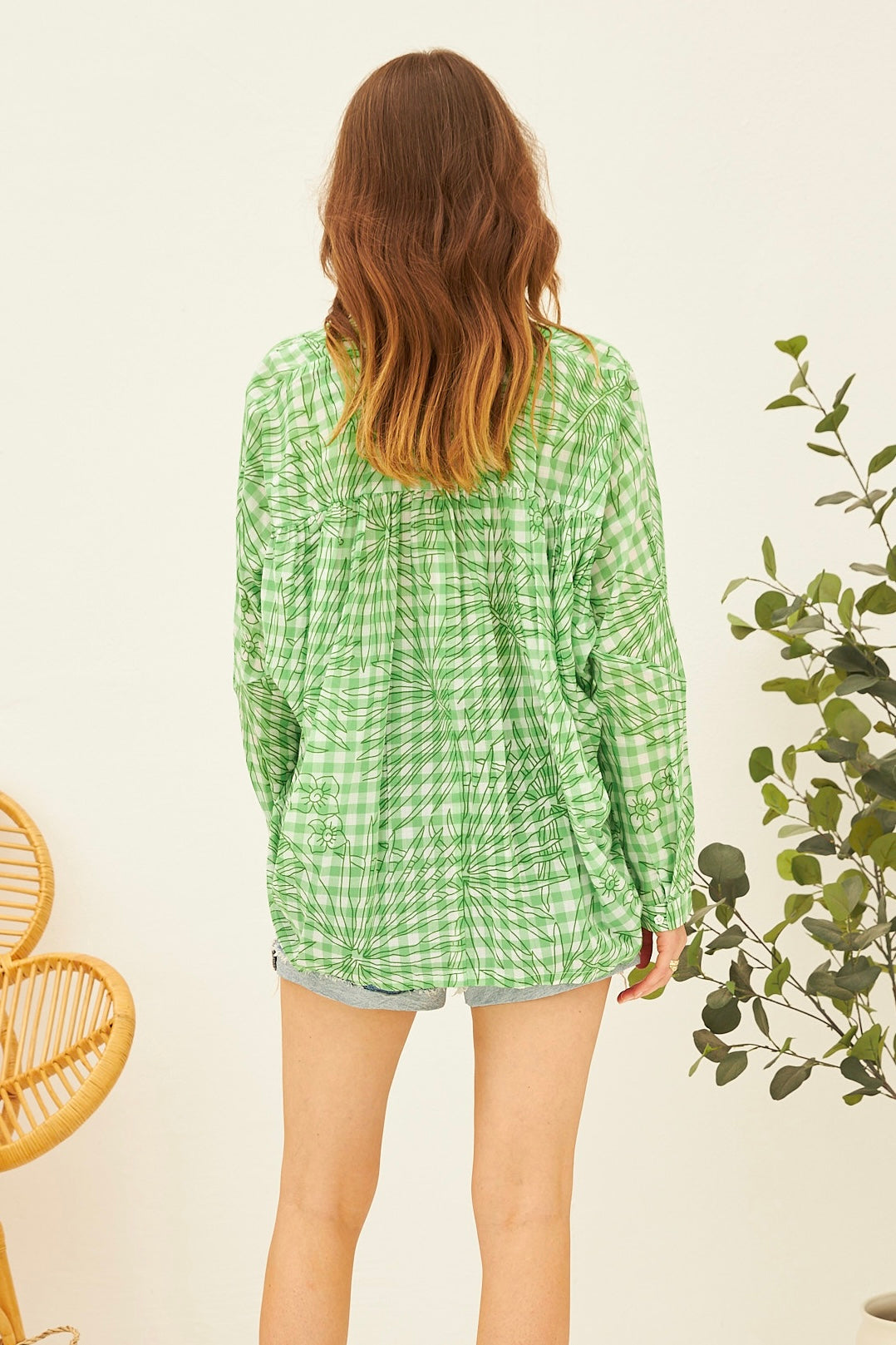 Chicosoleil Gina chemise coton vichy bohème vert