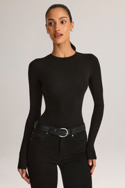 Oh Polly Ziva body manches longues col rond noir modal