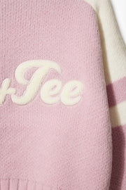 Oh Polly Knitwear BT1963B pull cropped rose poudré col roulé
