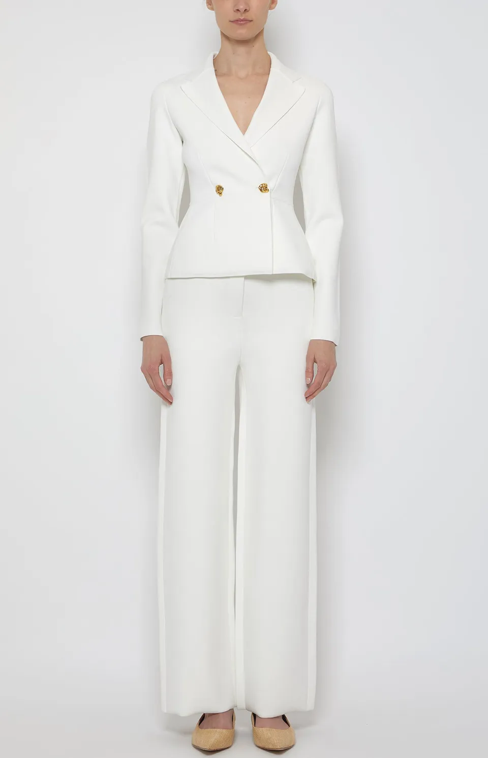 Prabal Gurung Knits Single Button blazer blanc cintré