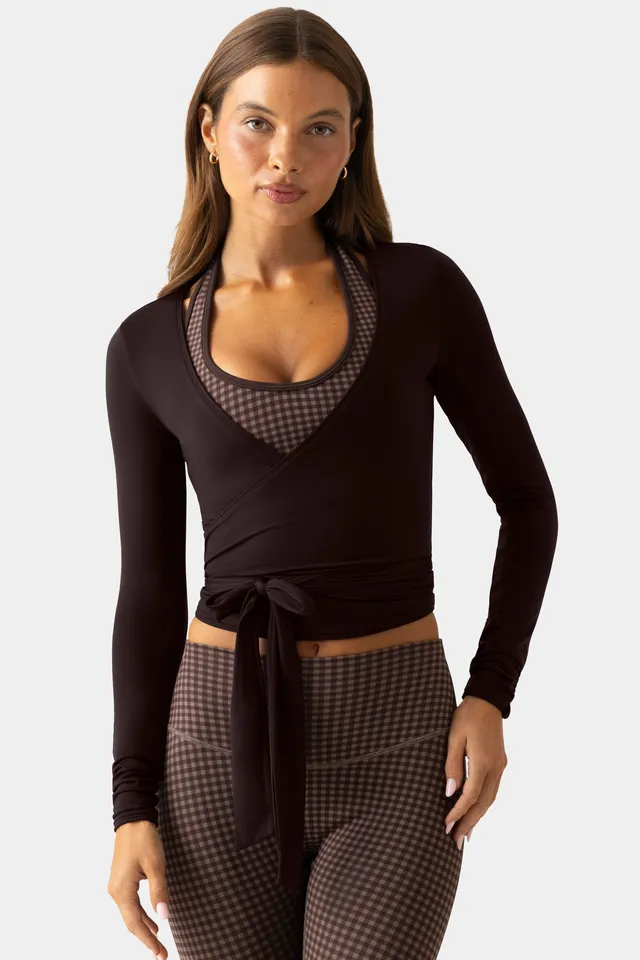 Oh Polly Bo+Tee Soft Jersey top cache-cœur espresso