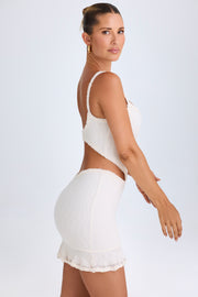 Oh Polly Jovelyn robe mini blanche volants cœur bodycon