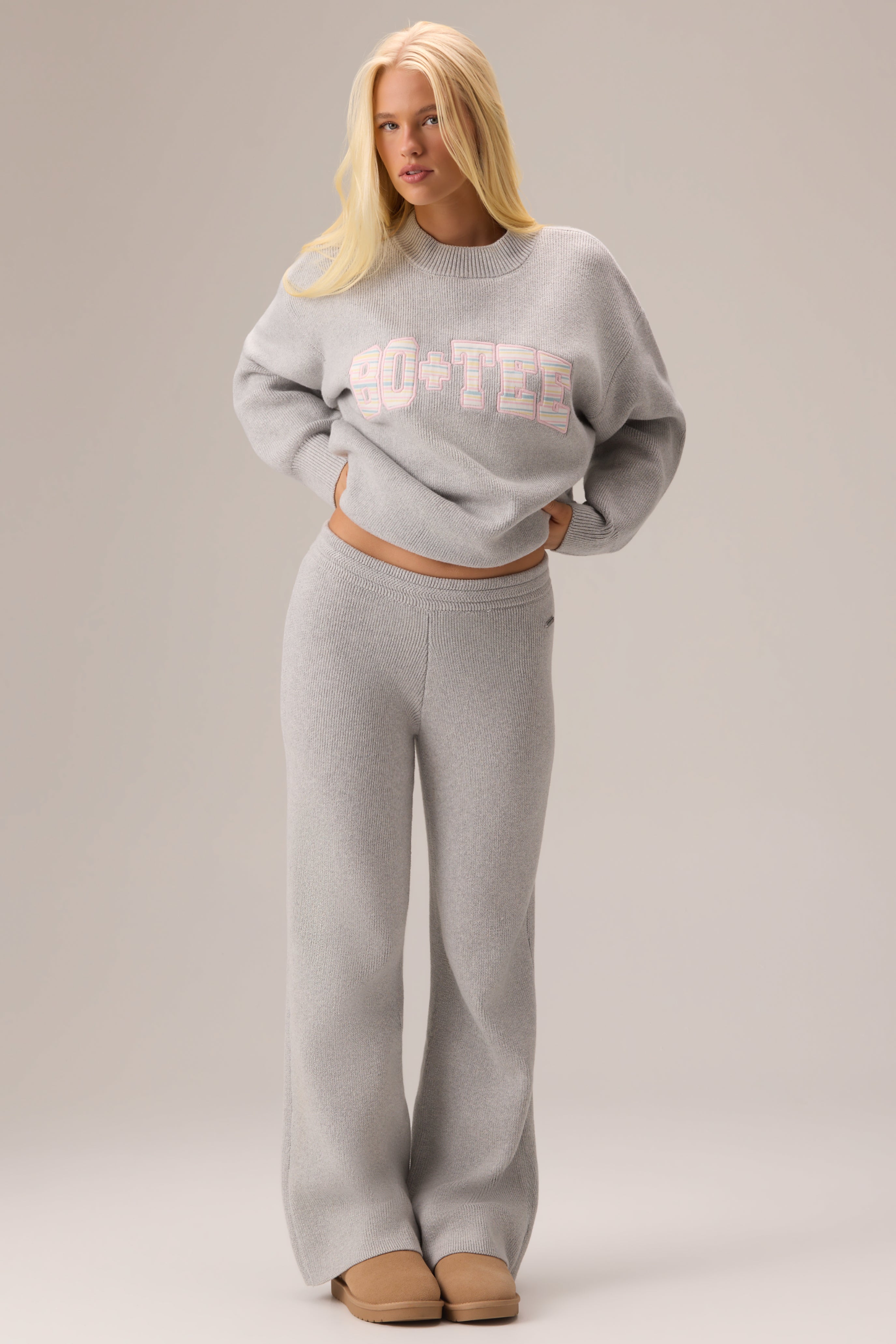 Oh Polly Bo+Tee pull oversize maille côtelée galet logo