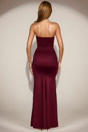 Oh Polly Aisra robe satin rouge vin bustier sirène