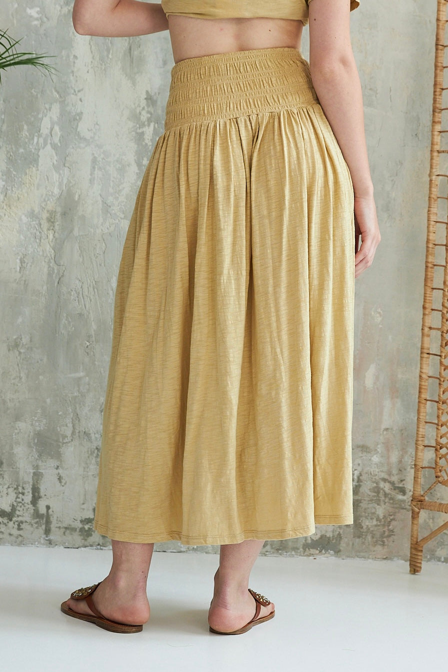 Chicosoleil Wendy jupe longue beige évasée coton
