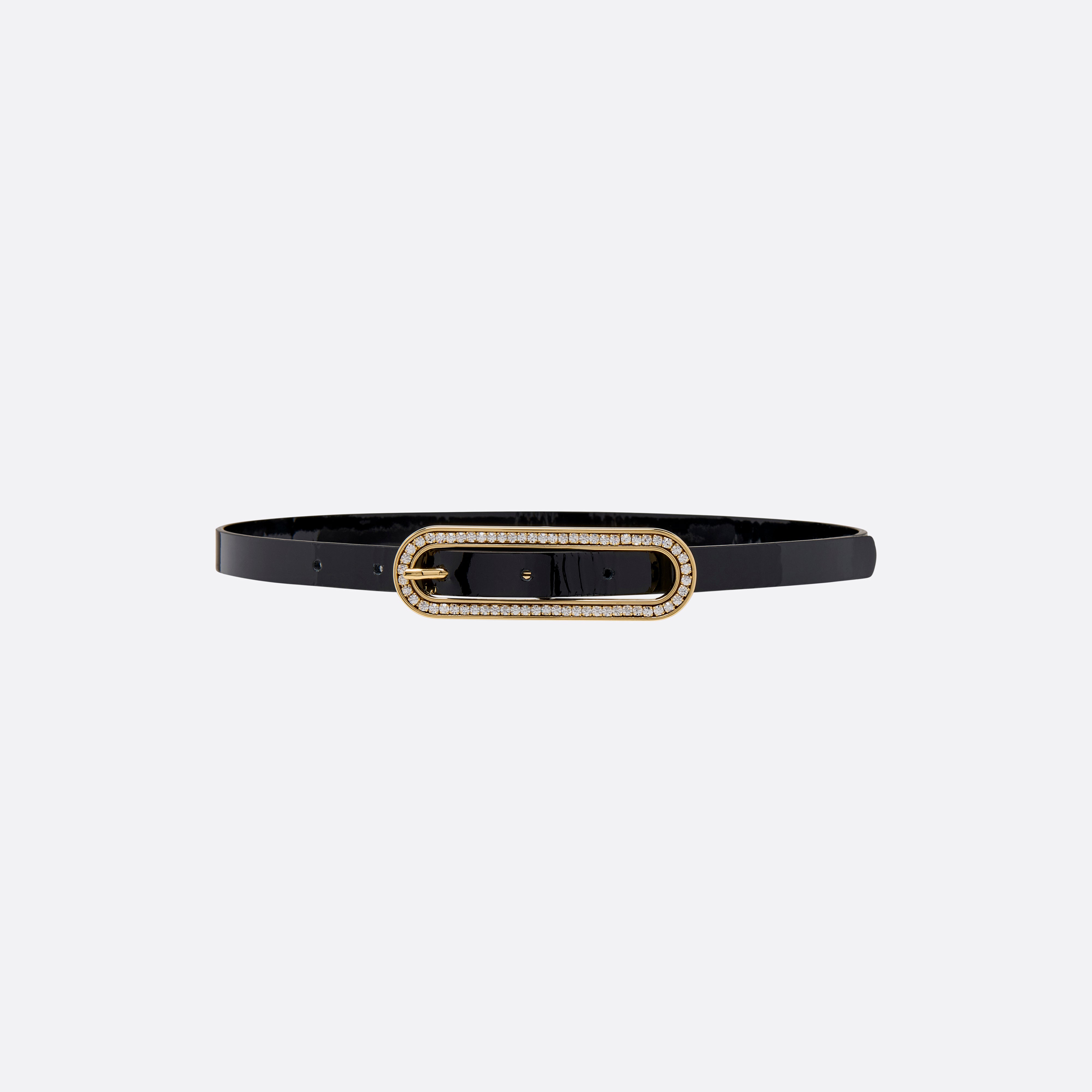 Alessandra Rich Ceinture fine cuir noir boucle cristal