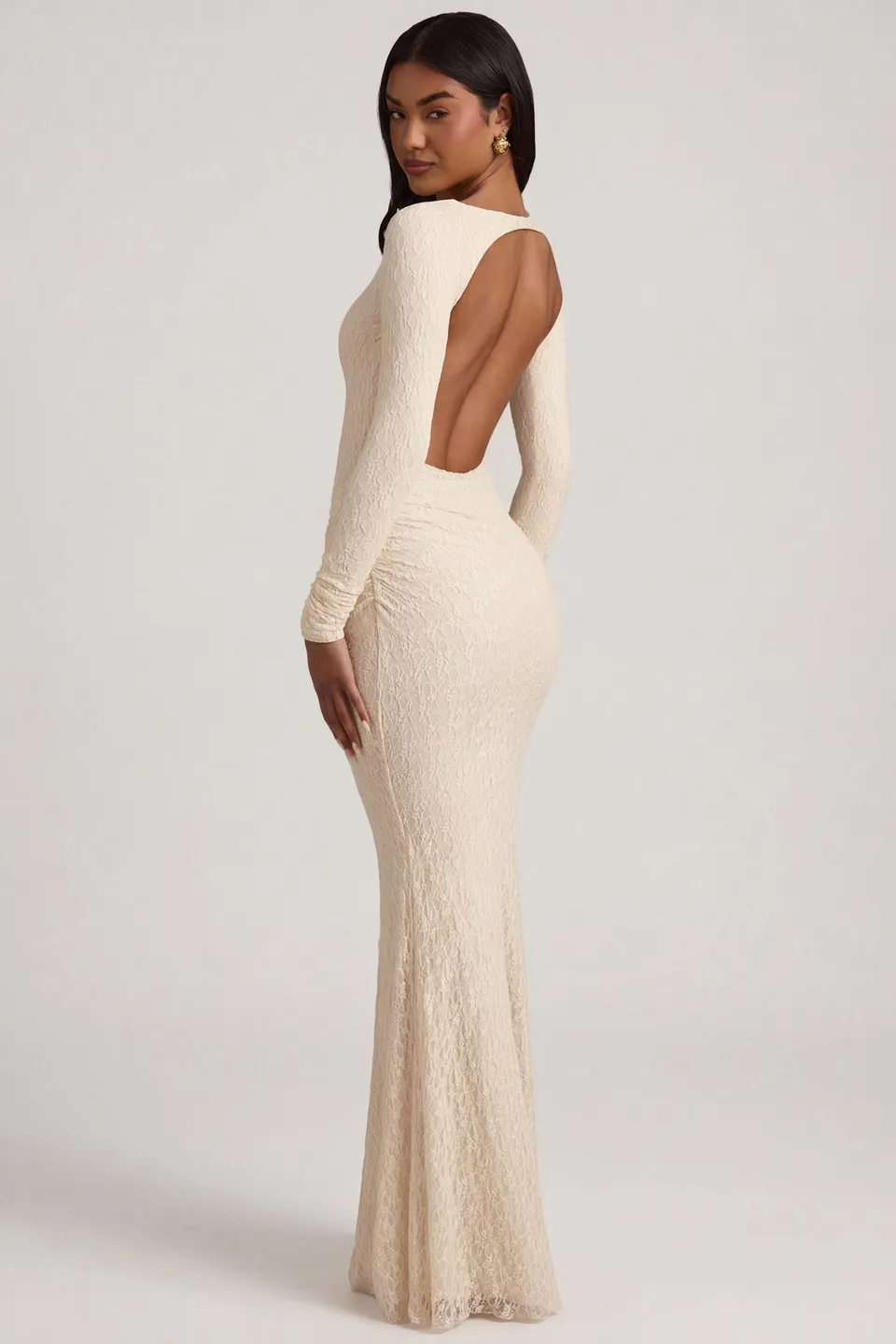 Oh Polly Tarini 14103 robe longue ivoire dentelle dos nu