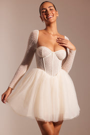Oh Polly Calliope 6980 Mini Robe Tulle Ivoire Perlée