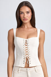Oh Polly Danna 8447 top corset écru denim laçage