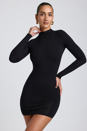 Oh Polly Dresses 8484 mini robe noire dos nu modal