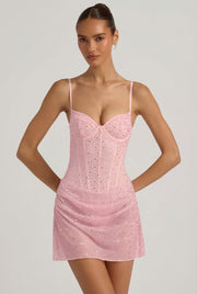 Oh Polly Connie 14052 Robe Mini Rose Strass Corset