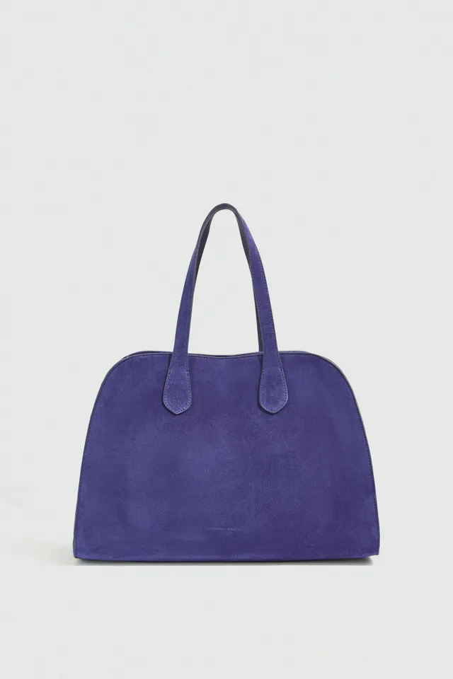 Liviana Conti Madison sac main veau suédé bleuette-marron