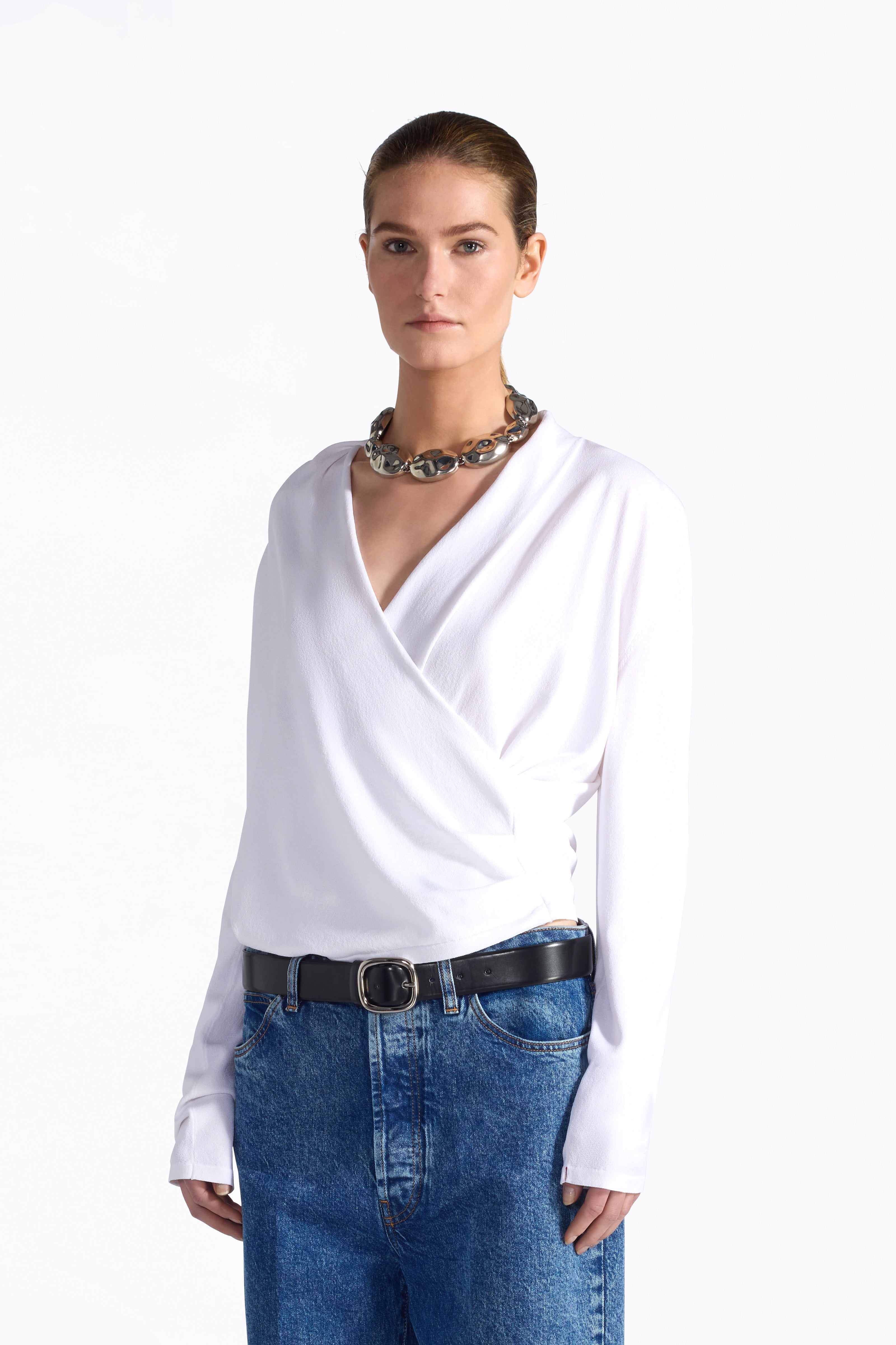 Liviana Conti Maglieria Gabriela pull blanc col V
