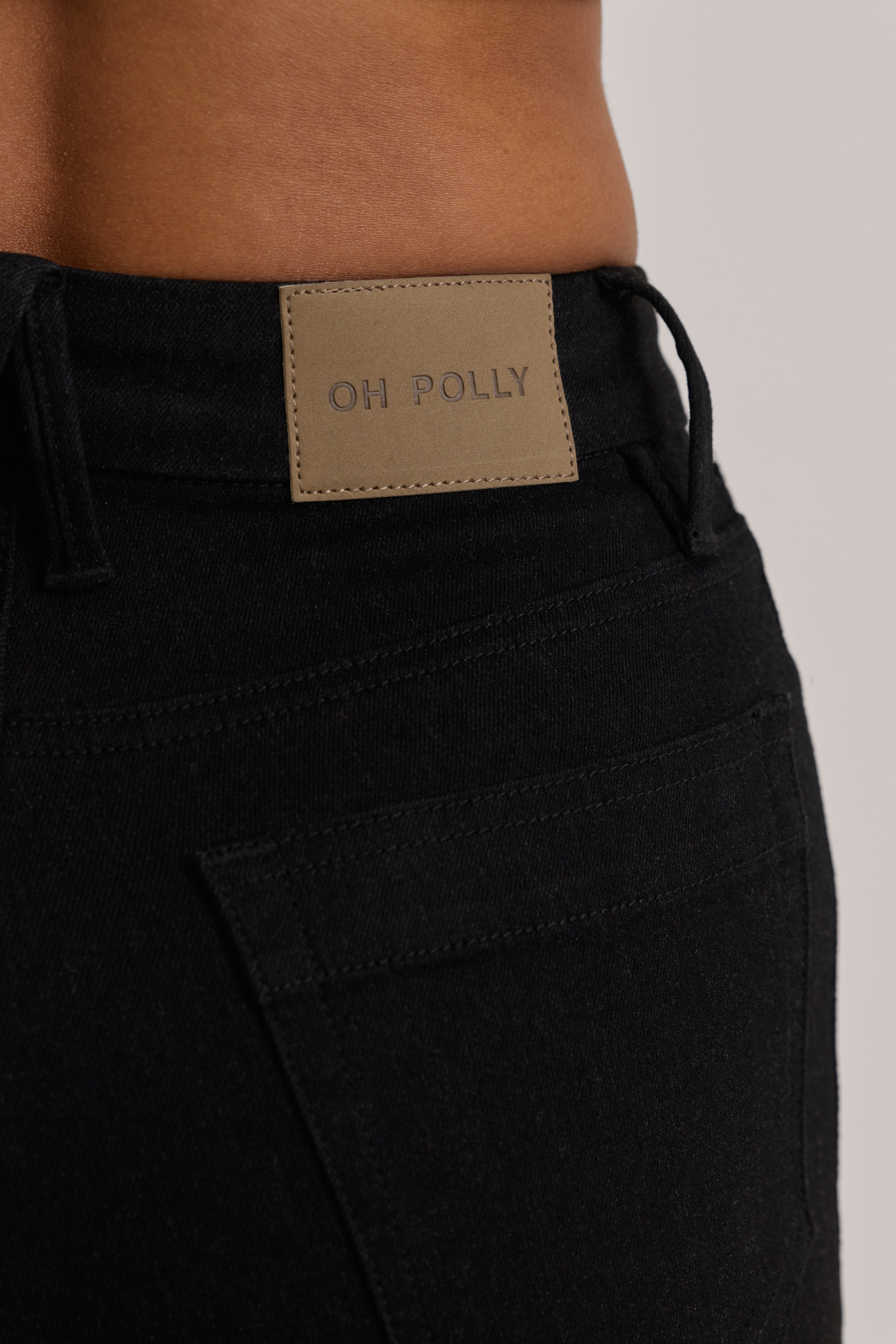 Oh Polly Lola Jean Flare Taille Haute Noir Black Wash