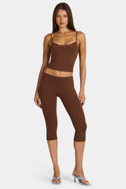 Oh Polly Marlie legging capri marron modal taille basse