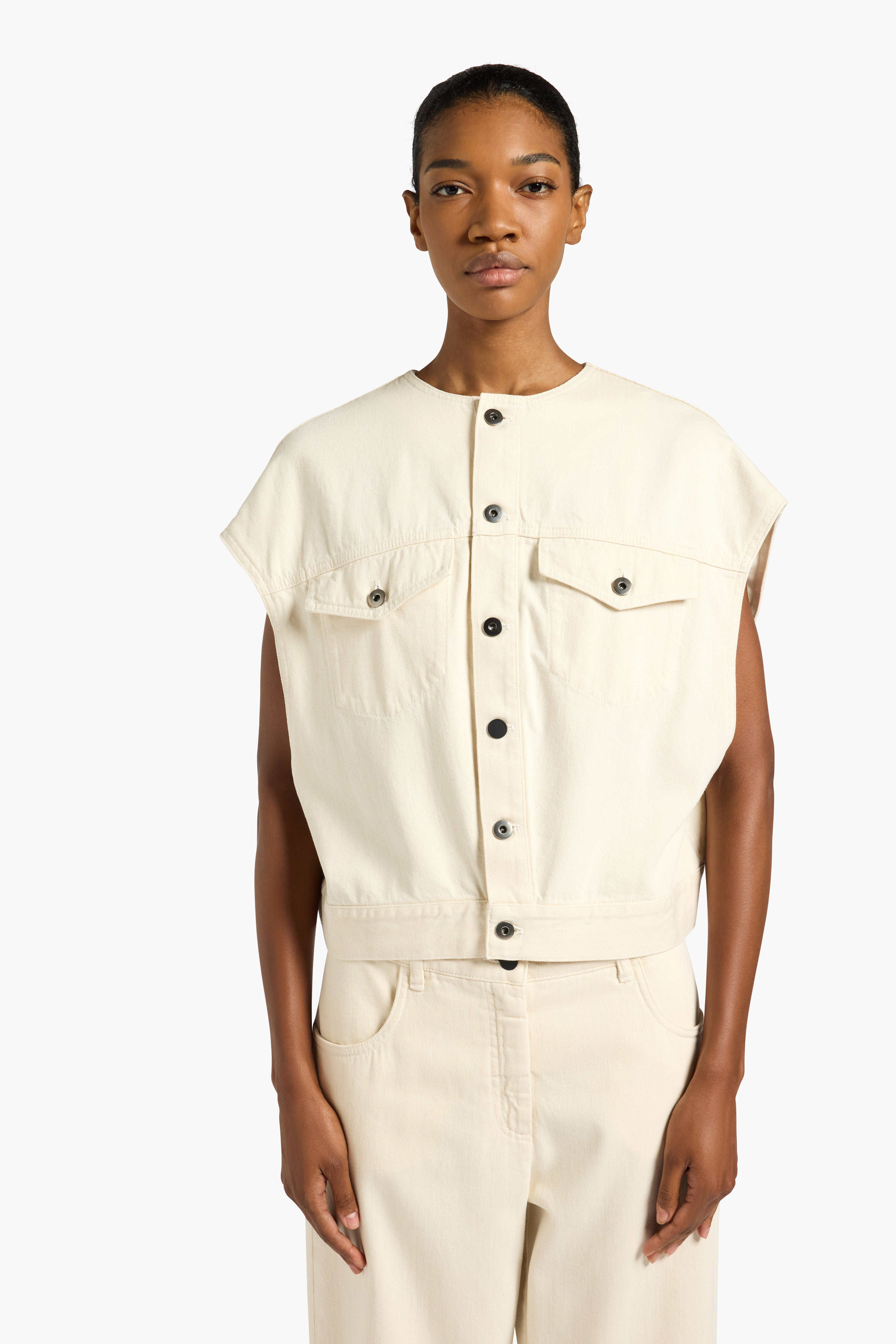 Liviana Conti Idris gilet coton raw denim M