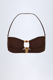 Oh Polly Manava Haut Bikini Bandeau Chocolat Perles