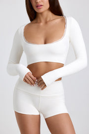 Oh Polly Calla 8693 crop top blanc dentelle modal