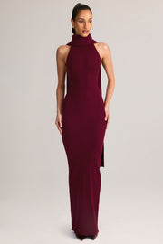 Oh Polly Dree robe maxi bordeaux col montant dos nu
