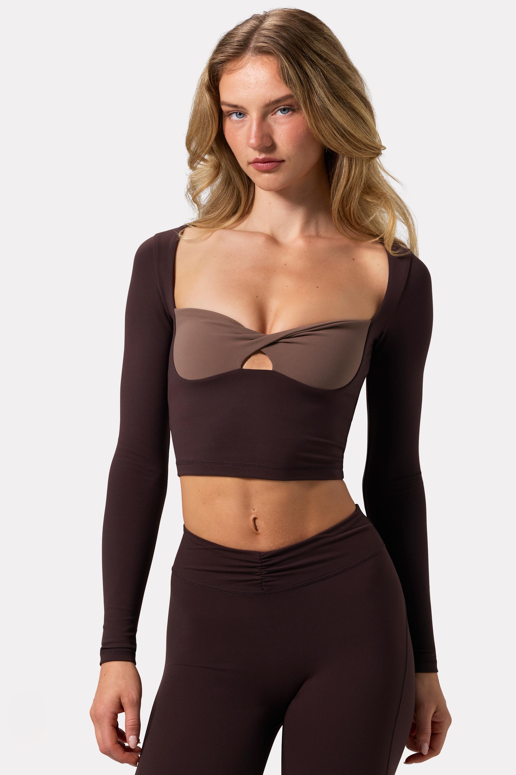Bo+Tee Soft Active Top Sport Twist Marron Espresso Court