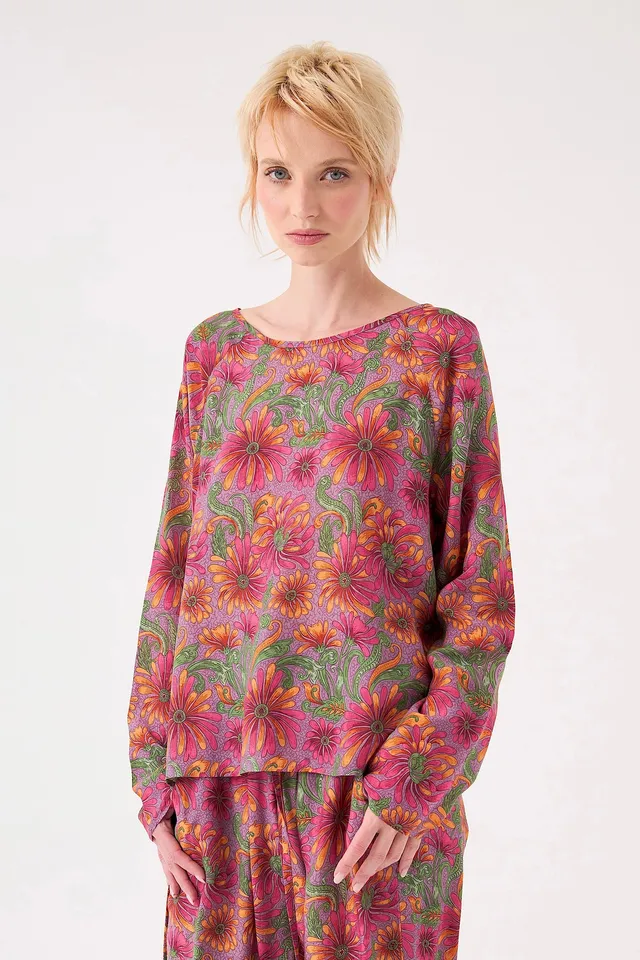 Chicosoleil Louizon top fleur de satin viscose
