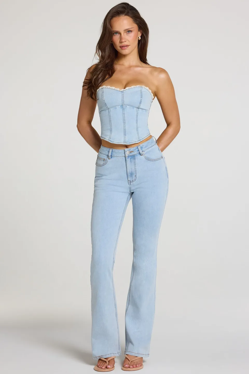 Oh Polly Odessa Jean Bootcut Clair Taille Mi-Haute