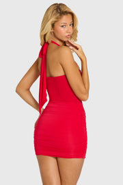 Oh Polly Thalia robe mini rouge cerise dos nu
