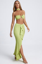 Oh Polly Skirts Ondine jupe longue vert olive volants fente
