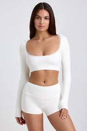 Oh Polly Calla 8693 crop top blanc dentelle modal