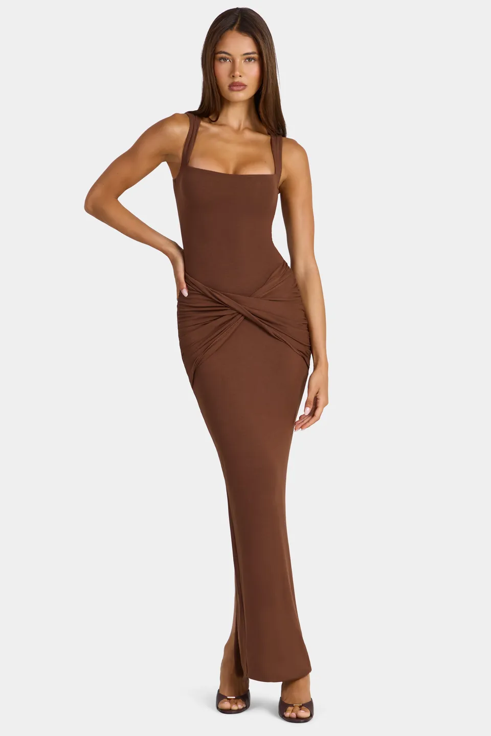 Oh Polly Elenna 16149 robe maxi cocoa modal
