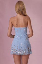 Oh Polly Rosalie 15763 mini robe bustier bleu ciel