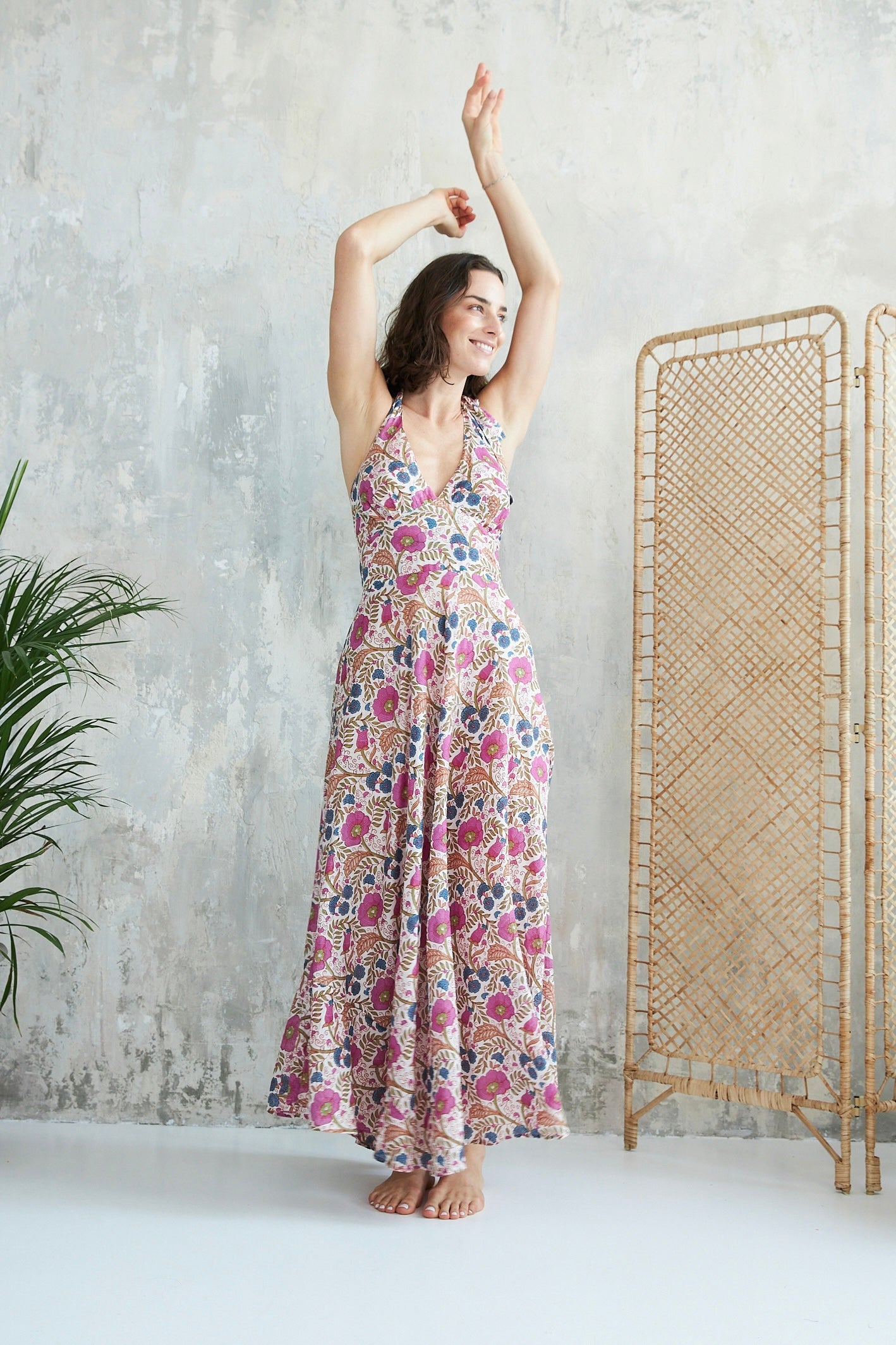 Chicosoleil Maeva robe longue femme rose dos nu coton