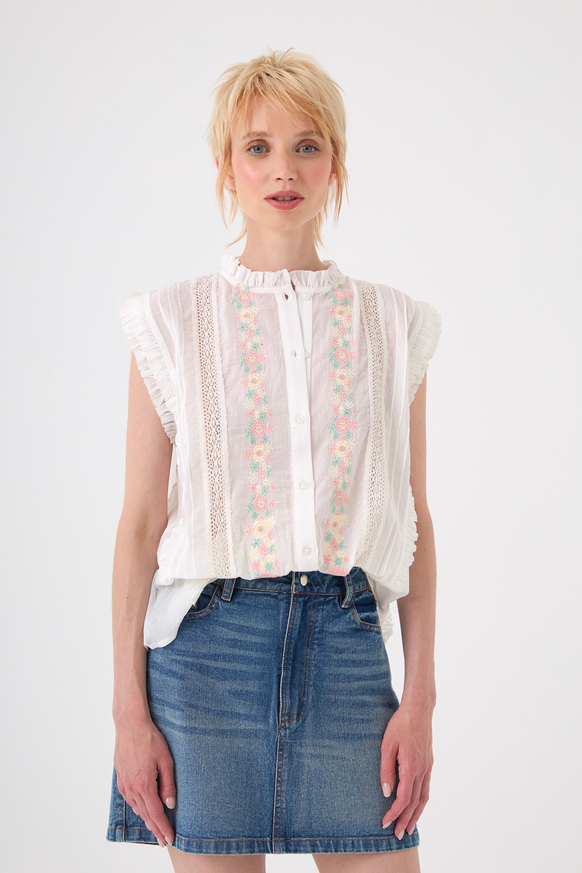 Chicosoleil Sophia top sans manches blanc coton